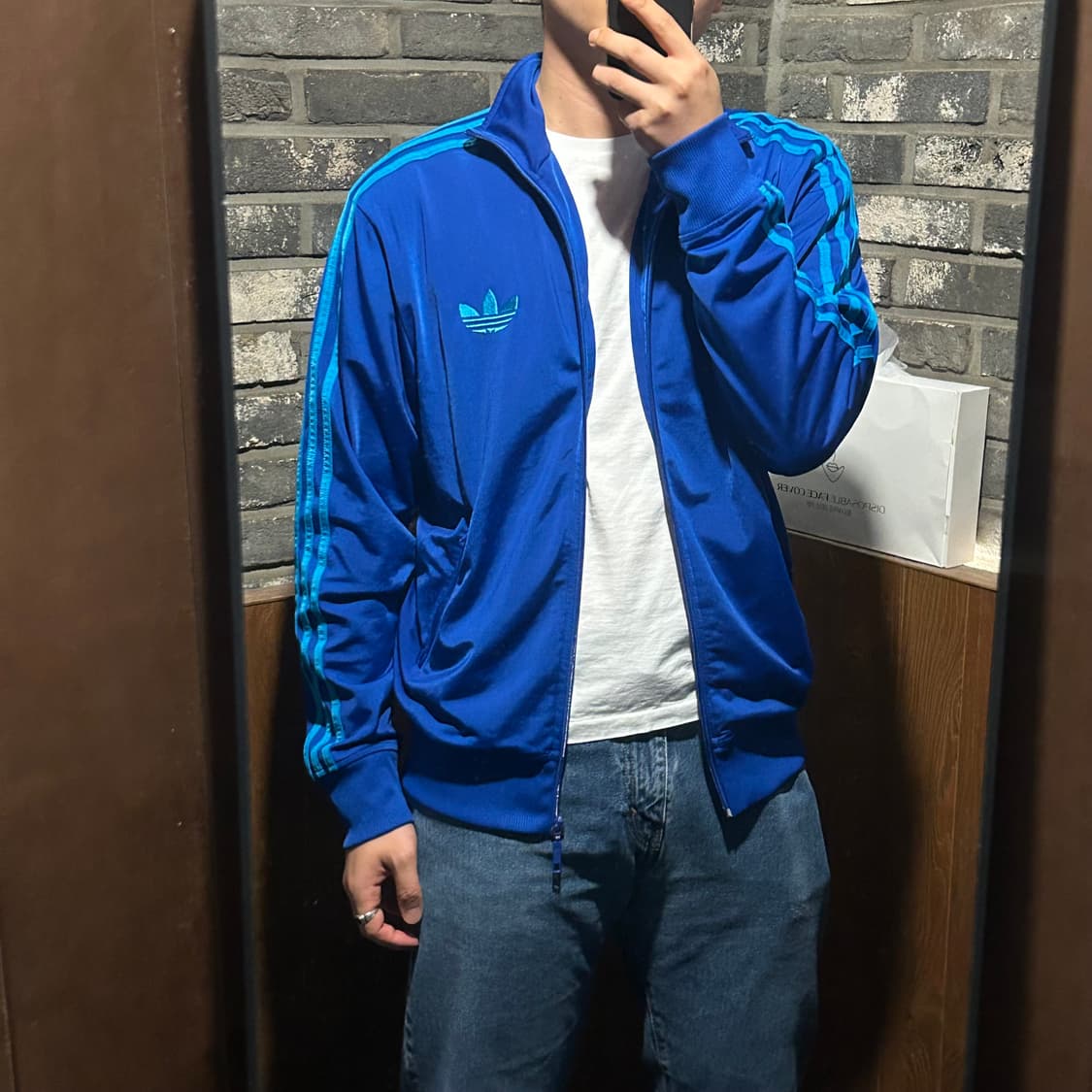 105) 아디다스 파이어버드 삼선 져지 트랙탑 집업 블루 W24 상품이미지9