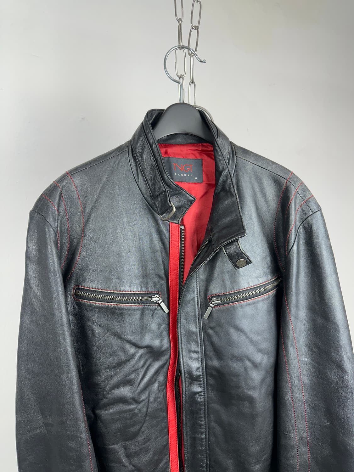 TNGT sheepskin leather red stitch jacket 상품이미지10