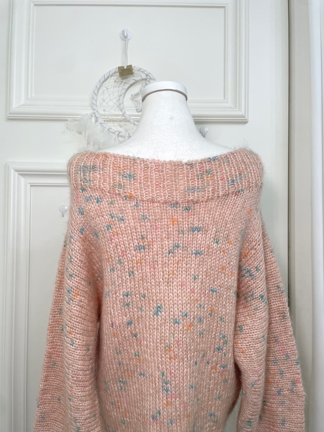 coral blue mix lovely off-shoulder sweat 상품이미지4