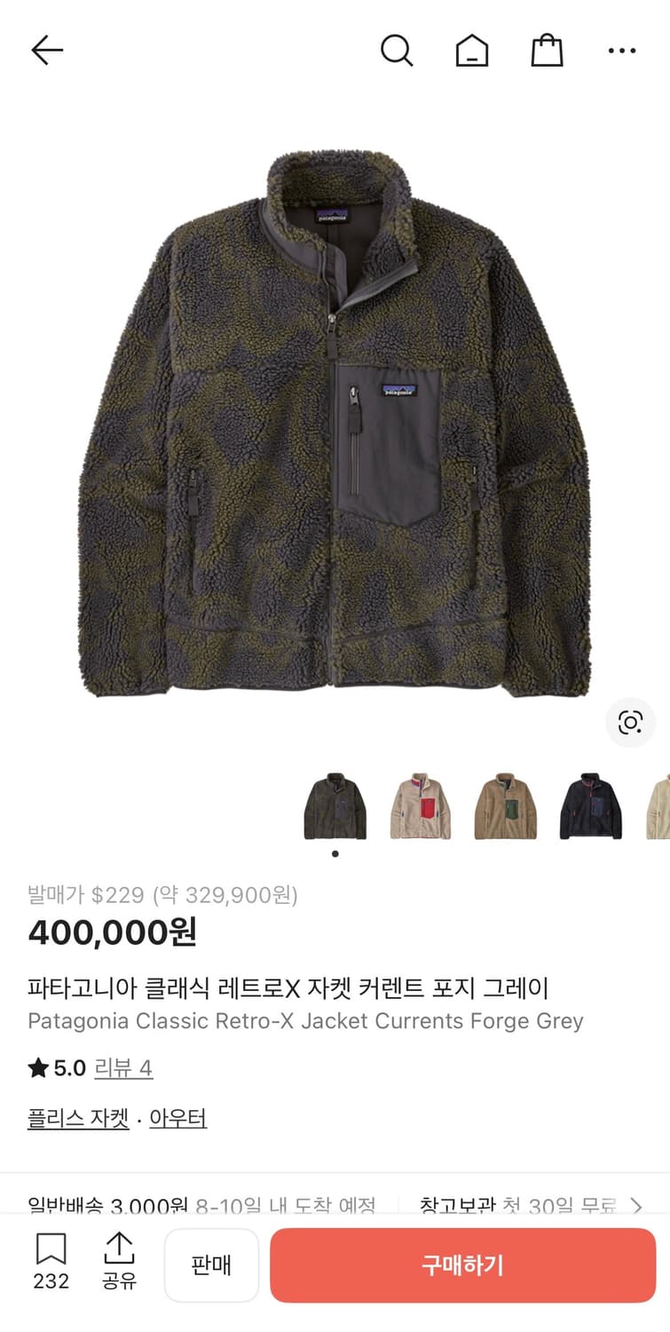 파타고니아 클래식 레트로X 자켓 커렌트 포지 그레이 상품이미지1