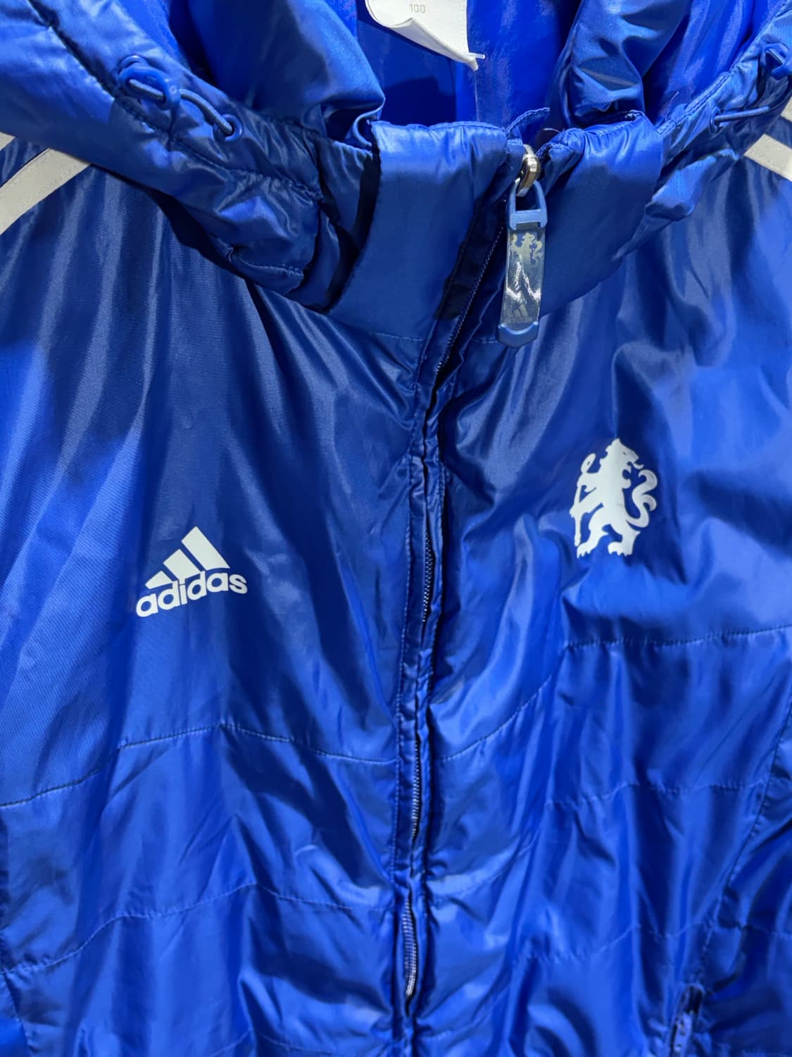 L 아디다스 첼시 삼선로고 코발트블루 후디 패디드 자켓 상품이미지4