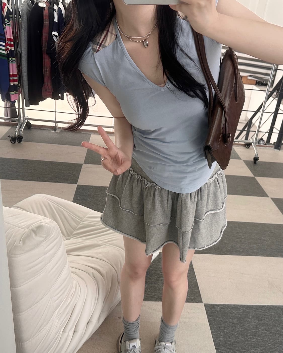 버버리 기마로고 노바체크 V넥 반팔 티셔츠  상품이미지10