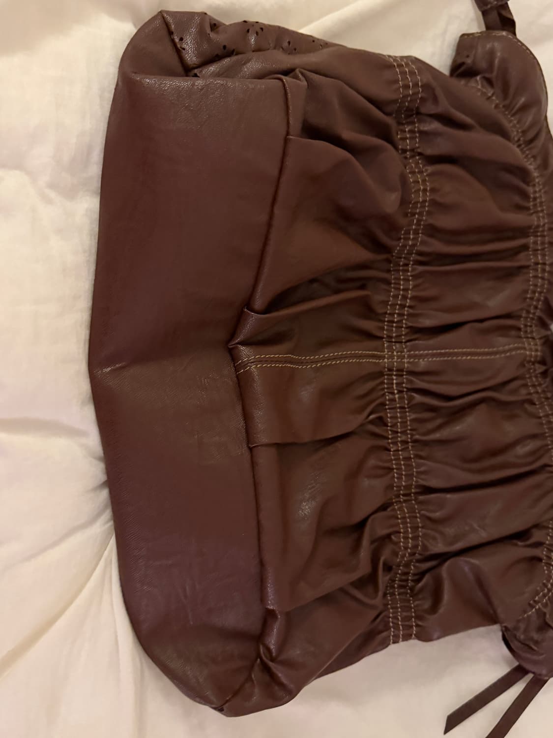 오리엔탈 그런지페어리 브라운 레더 셔링 숄더백 모리걸 하구미 보헤미안 상품이미지5