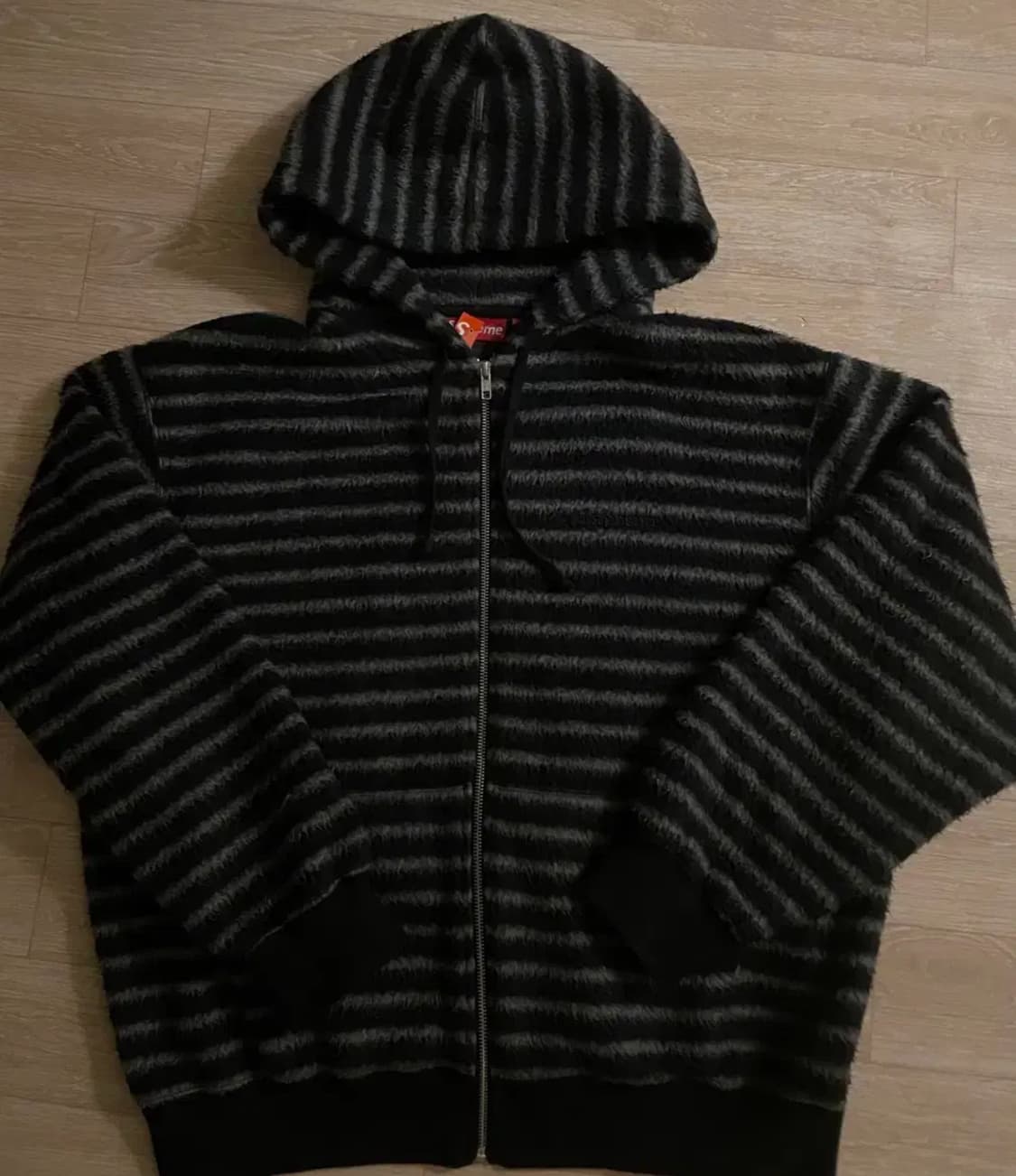 [S] 슈프림 브러쉬드 후드집업 블랙 상품이미지1