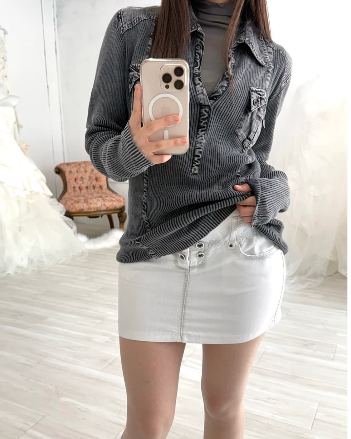 White washed detail mini skirt  상품이미지8