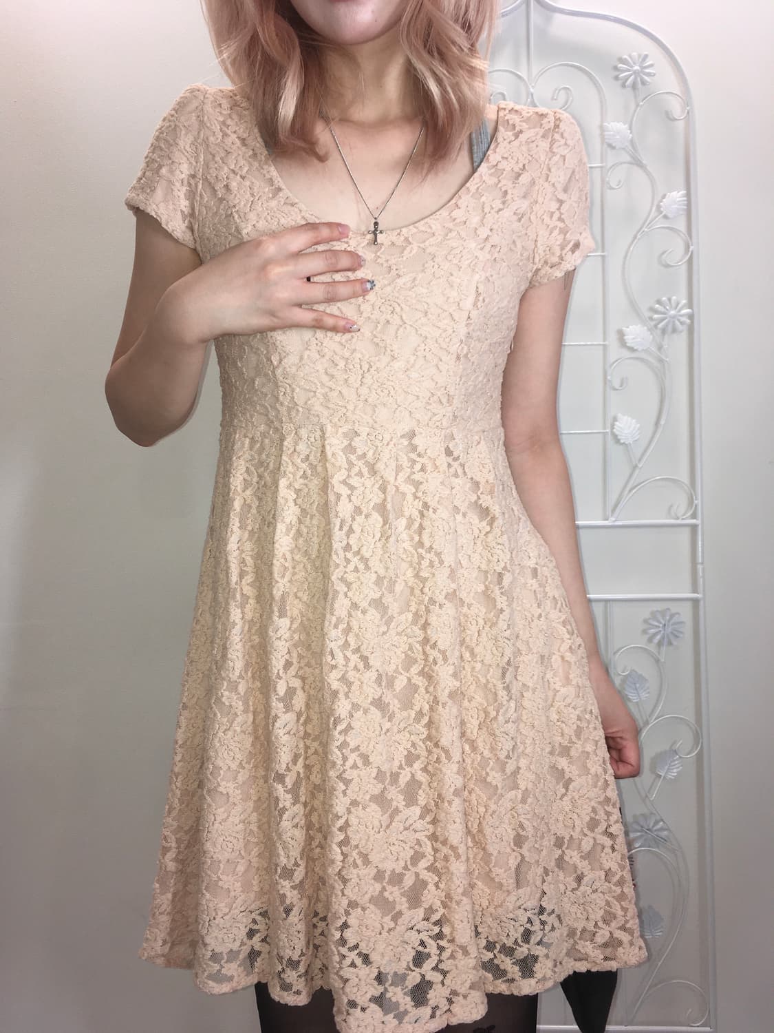jpn vintage 핑크 레이스 원피스 상품이미지1