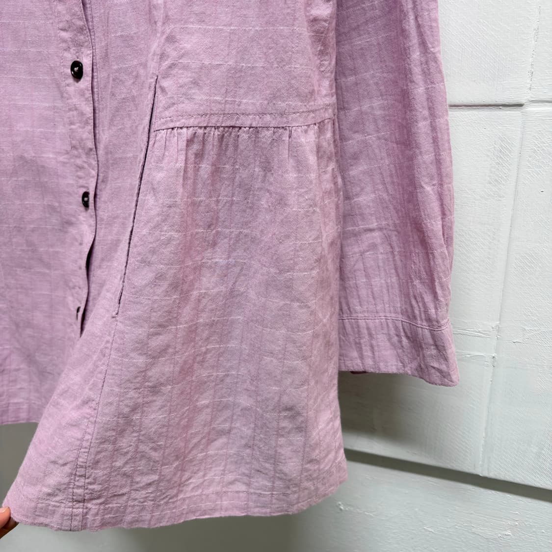 라벤더 긱시크 코튼 셔링 체크 셔츠 자켓 JPN 상품이미지4