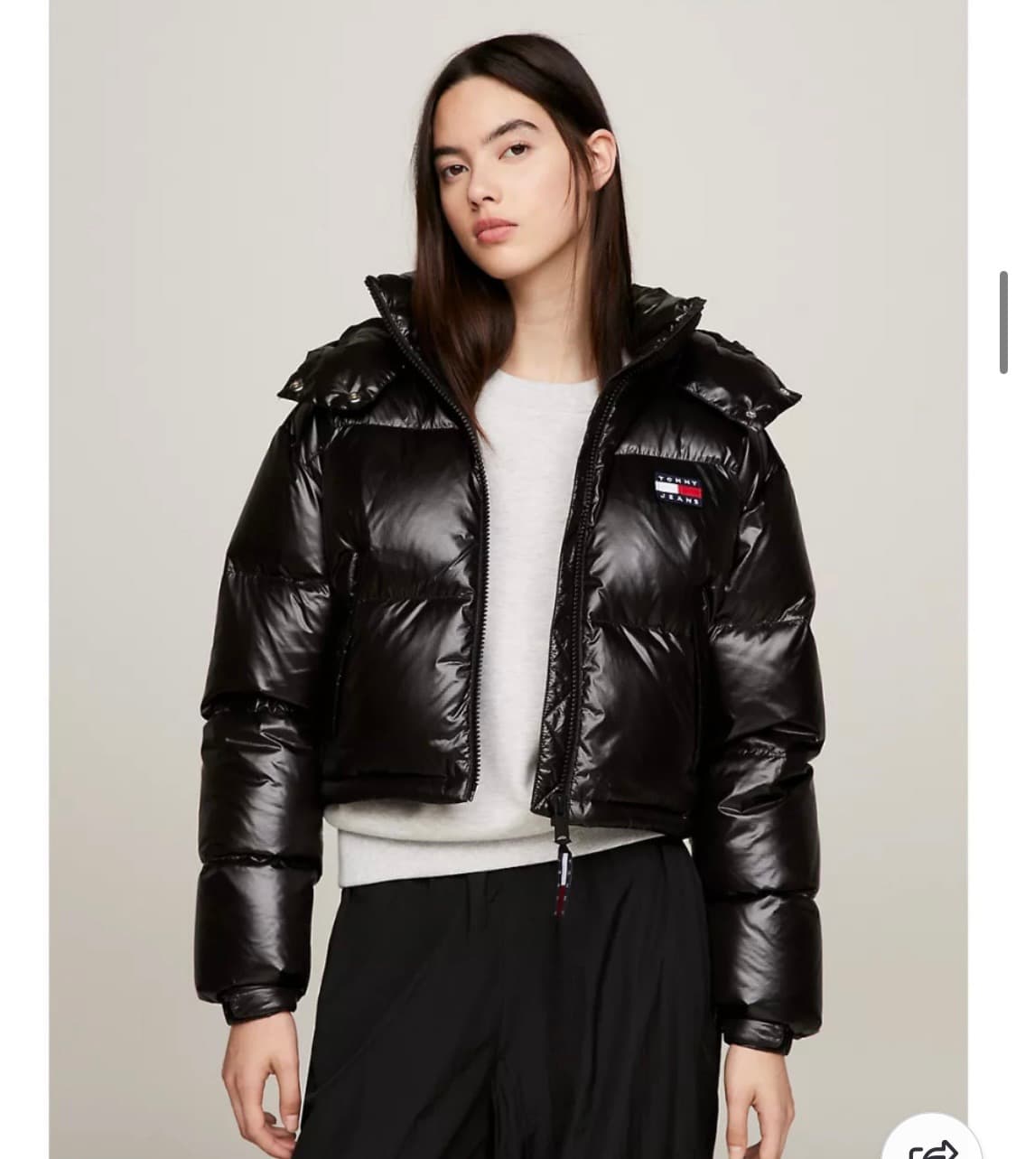 타미힐피거 여성글로시 유광 크롭푸퍼 패딩자켓 블랙 상품이미지2