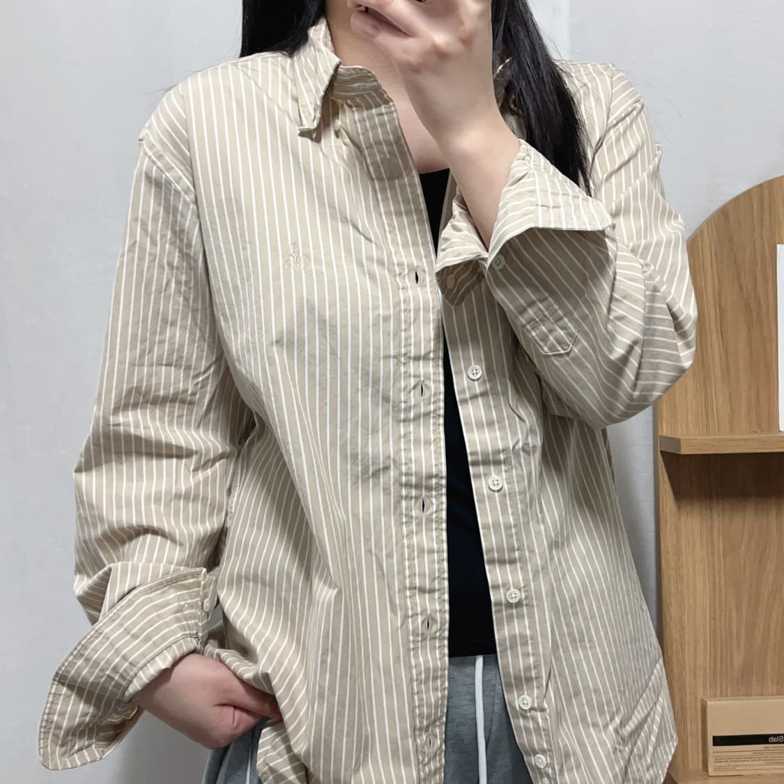 [정품] 빈폴 베이지 스트라이프 셔츠 [ 95 ] 상품이미지1