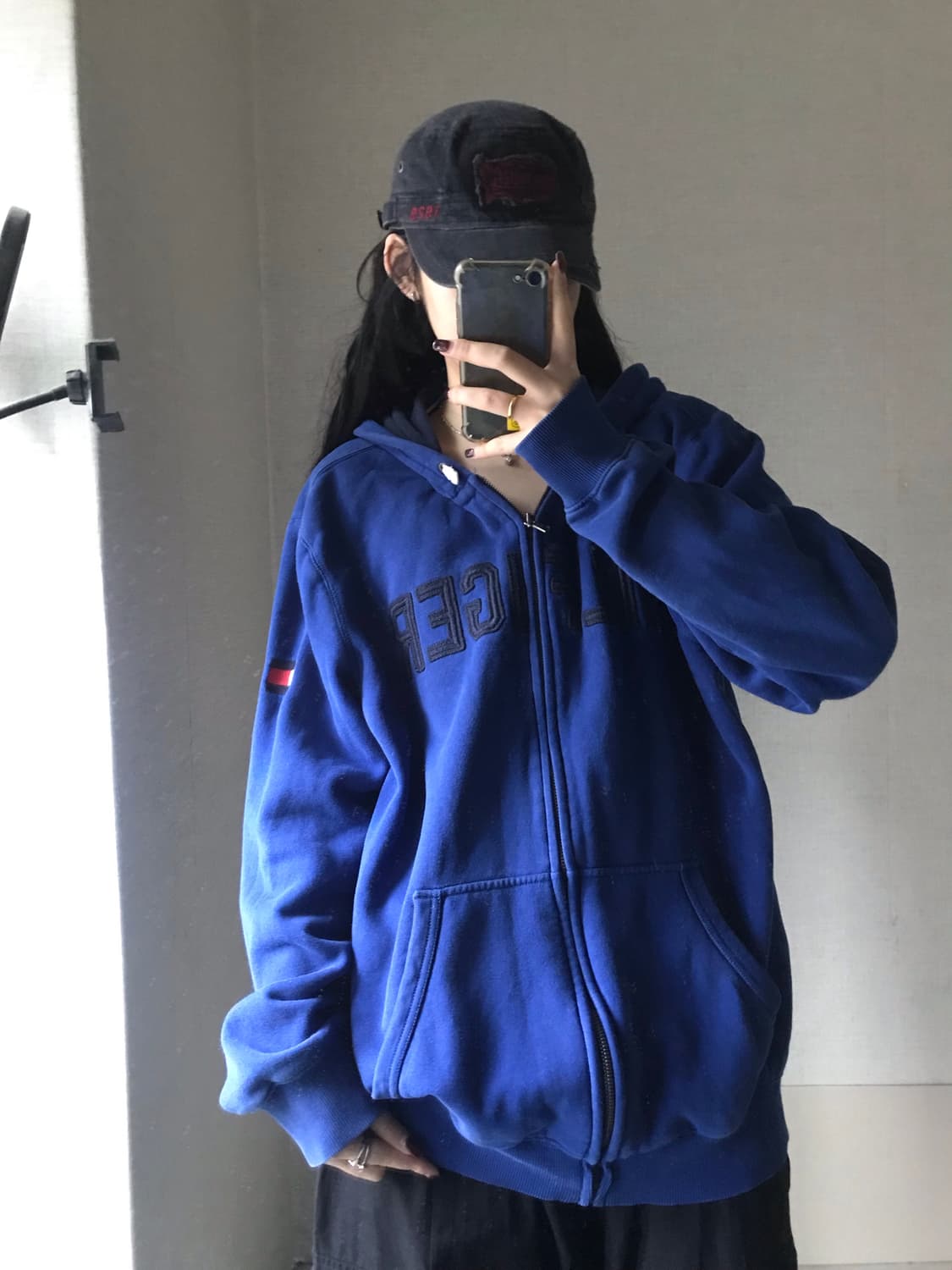 타미힐피거 딥블루 오버핏 후드집업 상품이미지4