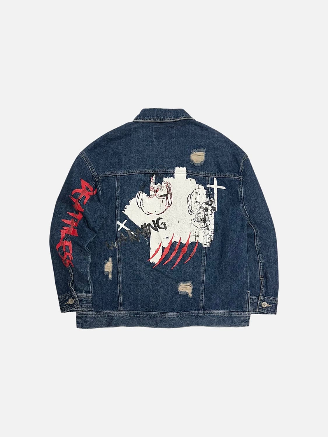 카이아크만 페인팅 데미지 데님 트러커 청자켓 상품이미지1