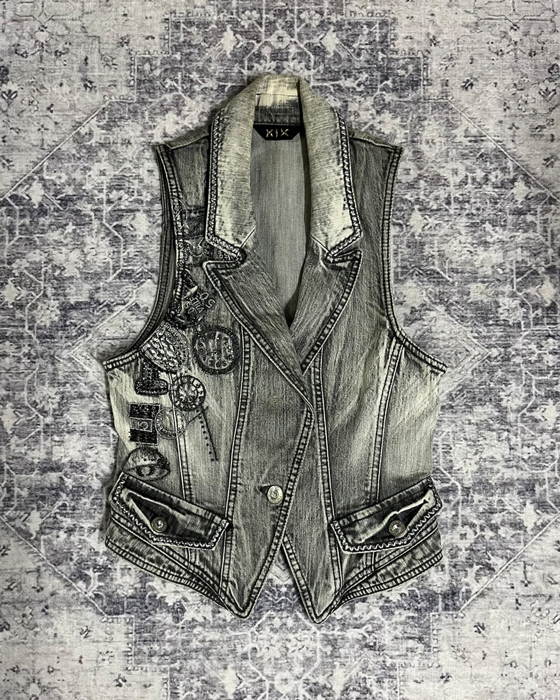 XIX Y2K patch denim vest 상품이미지4