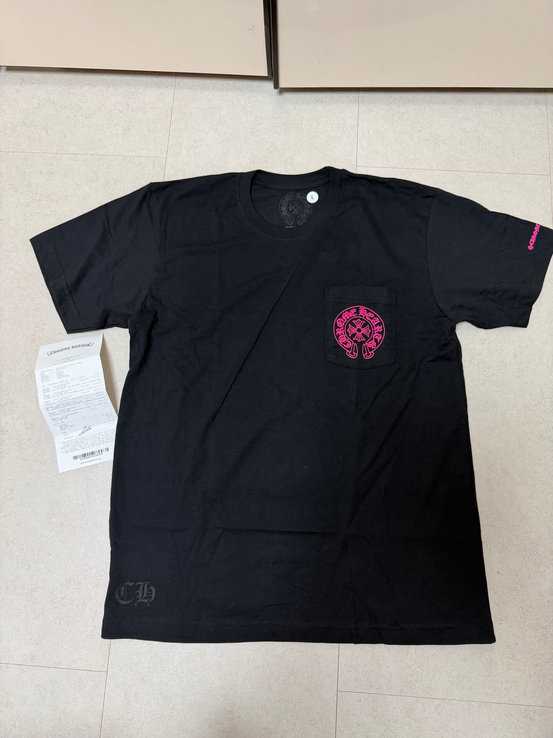 (미시착 새상품) 크롬하츠 반팔 L 핑크 상품이미지1