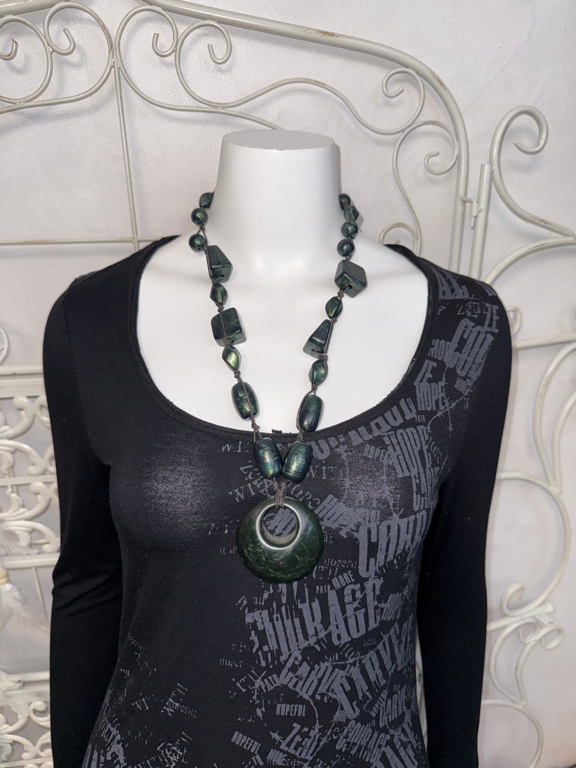 Deep green marvel stone necklace  상품이미지3