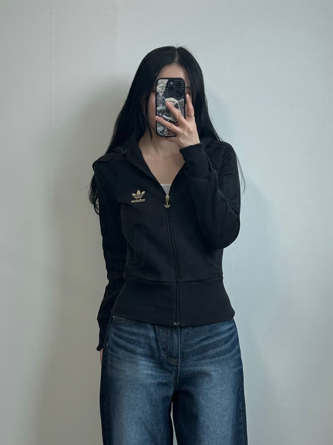 아디다스 파이어버드 백로고 블랙 후드집업 상품이미지1