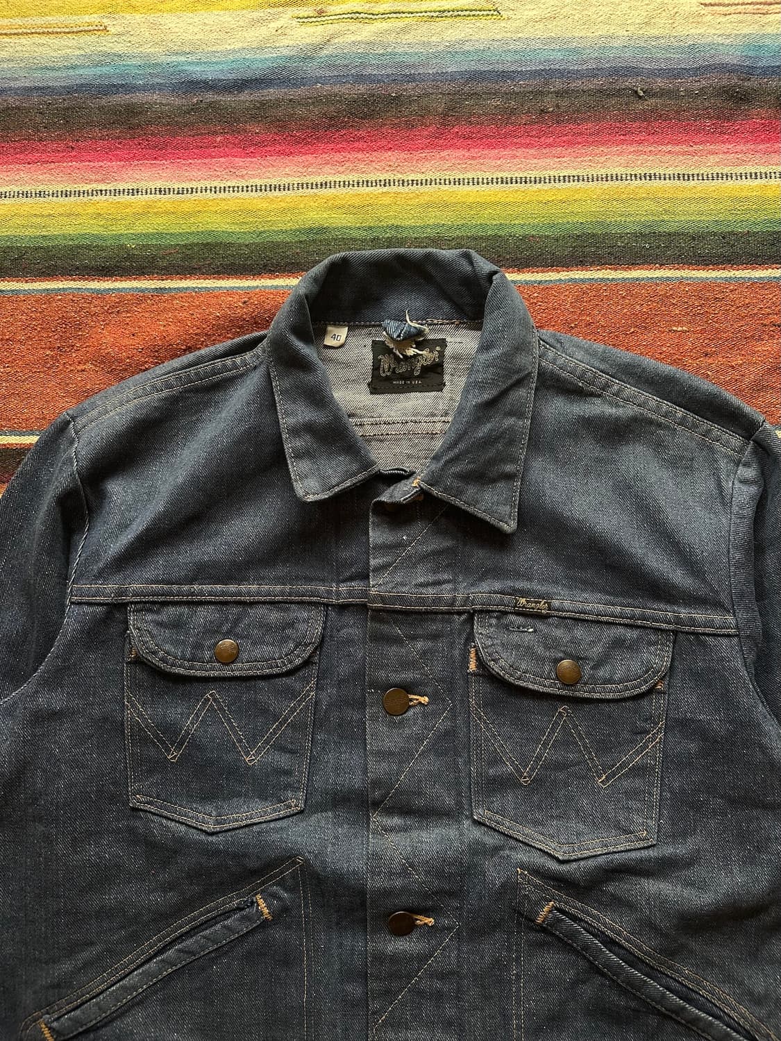 70s USA 빈티지 랭글러 124MJ 셀비지 데님 자켓 상품이미지3