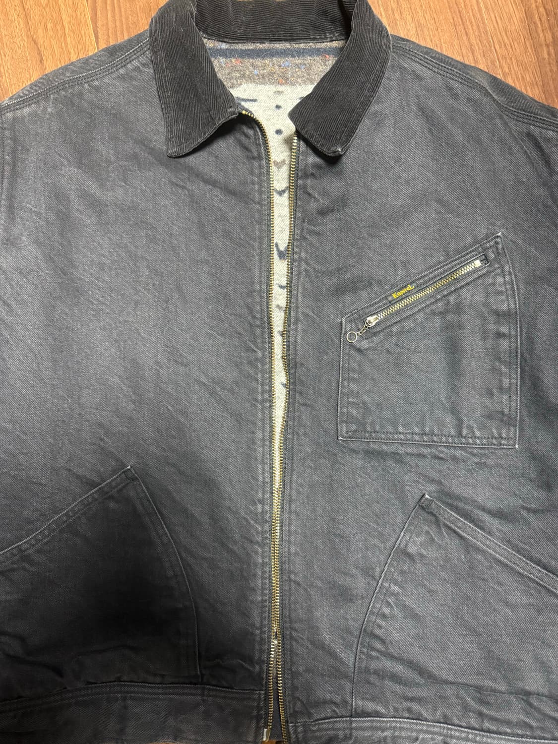 캐피탈 14온즈 데님 본 라이닝 리버시블 집 업 워크 자켓 블랙 상품이미지1