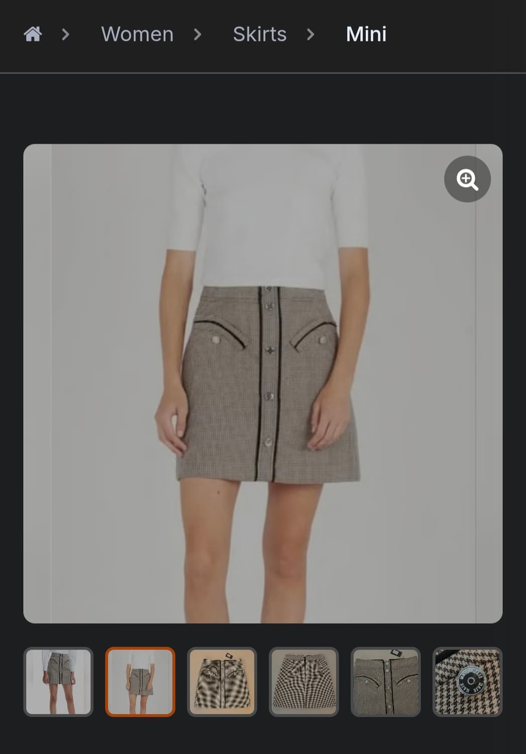 마쥬(Maje) 정품 하운드투스 체크 버튼 미니 스커트 상품이미지2