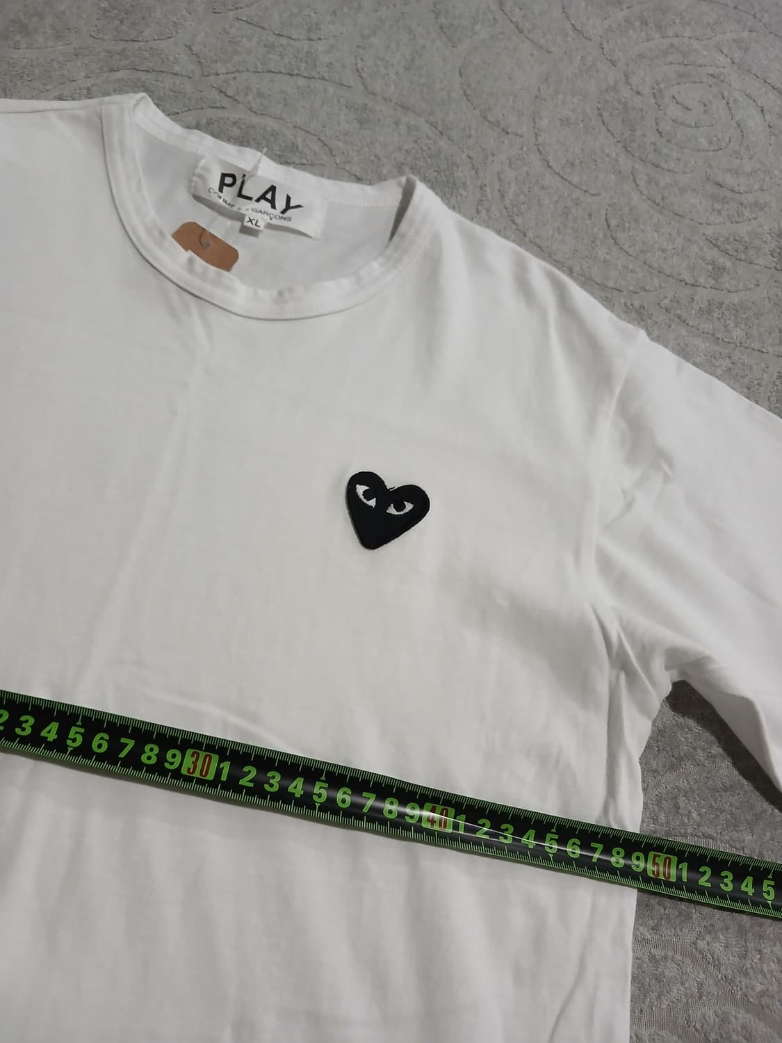 꼼데 블랙하트 와펜 반팔티 화이트 여성 XL 상품이미지7