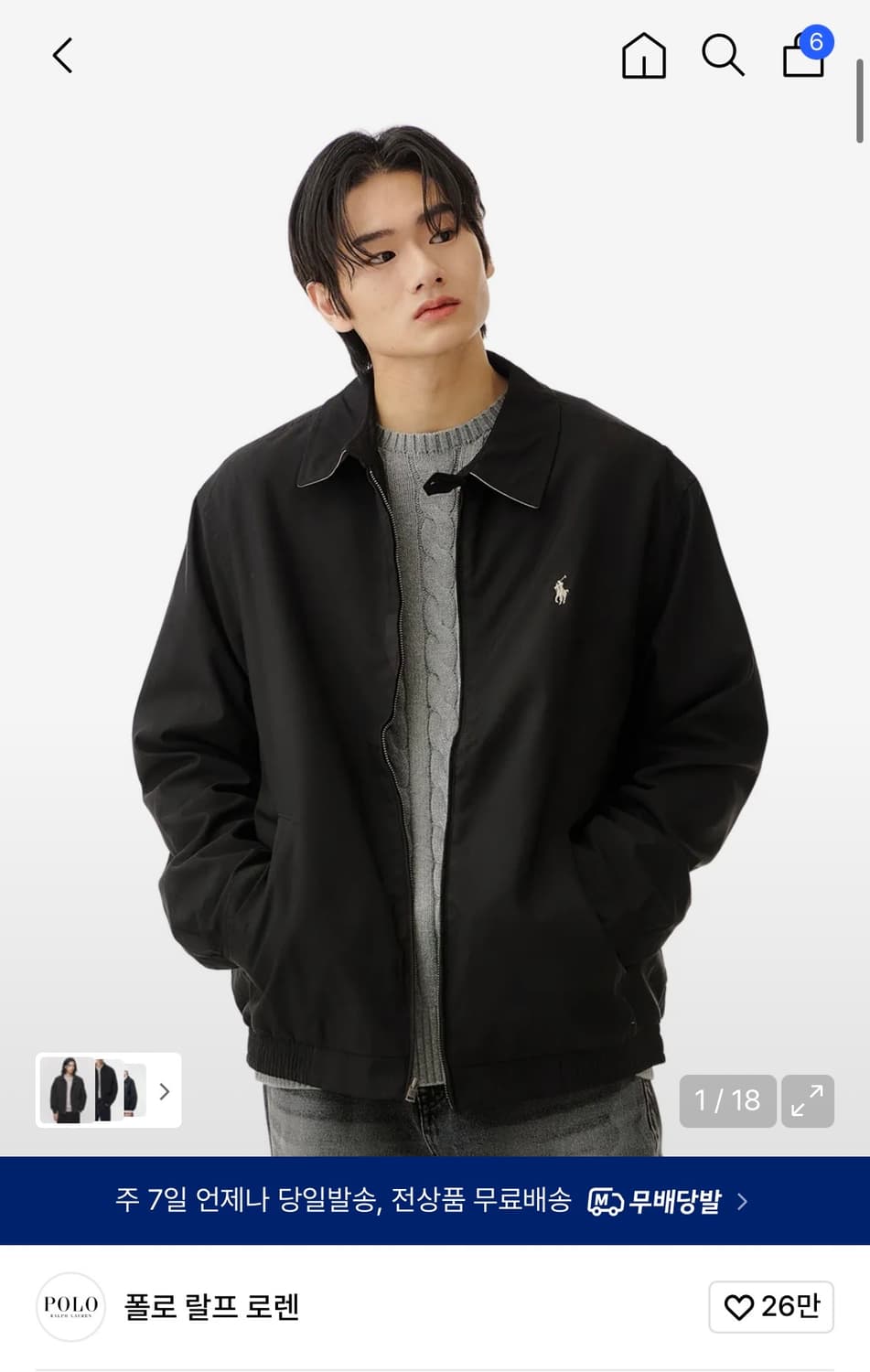 폴로 랄프로렌 바이스윙 윈드브레이커 블랙 L 상품이미지1