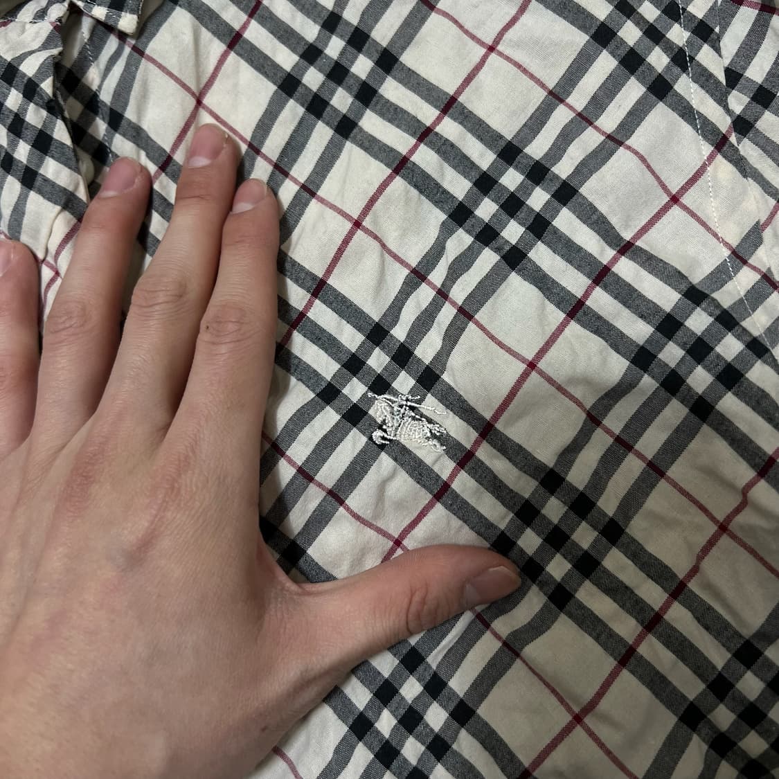 버버리 런던 기마로고 노바체크 체크셔츠 S/90  상품이미지3