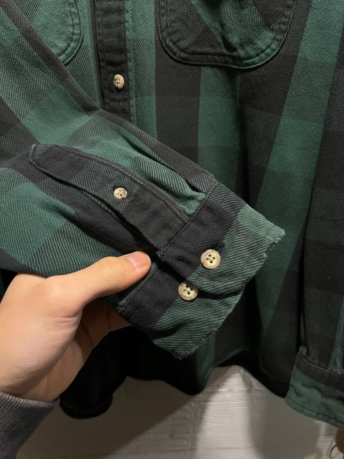 [L]칼하트 USA 2포켓 그린 버팔로체크 플란넬 워크 셔츠 상품이미지4