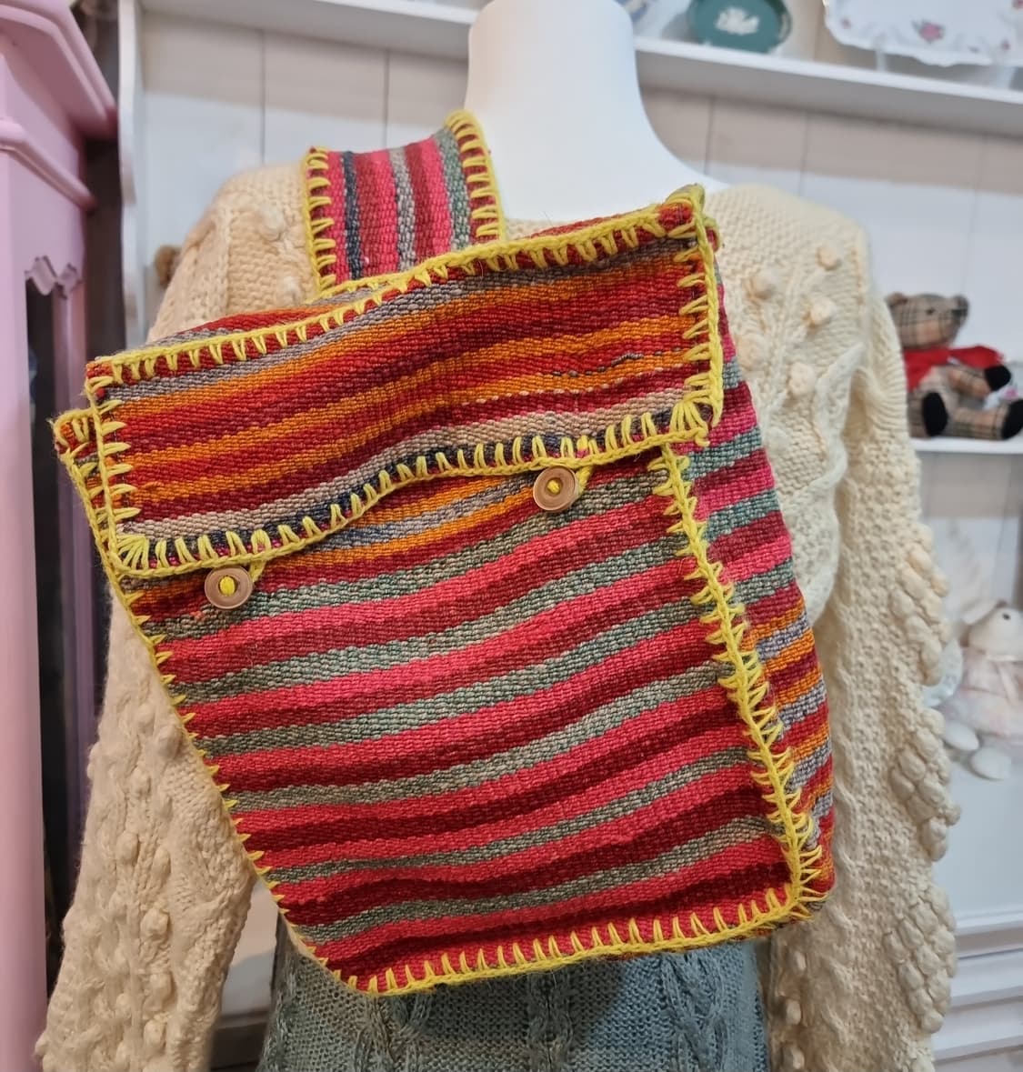 핸드메이드 스트라이프 백팩 상품이미지7