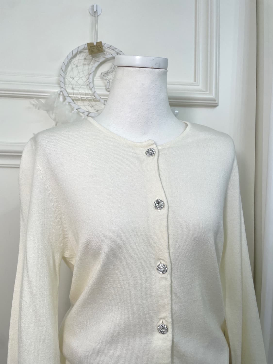ivory crystal button point basic cardiga 상품이미지6
