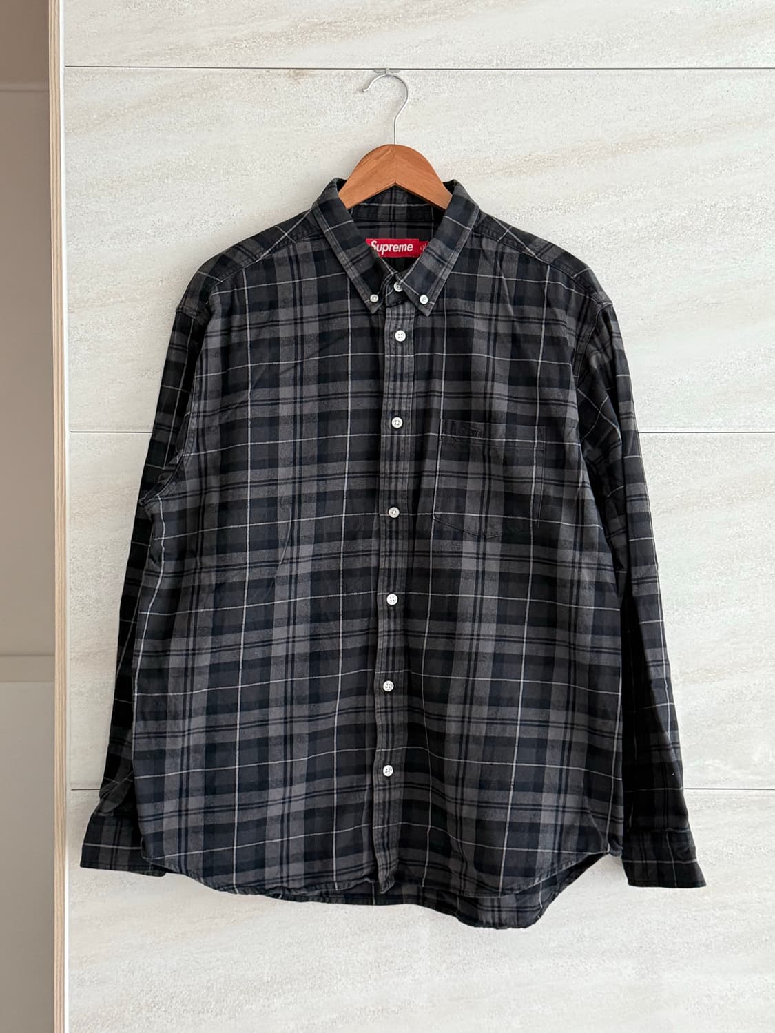 슈프림 24fw 플레이드 플란넬 셔츠 블랙 상품이미지1