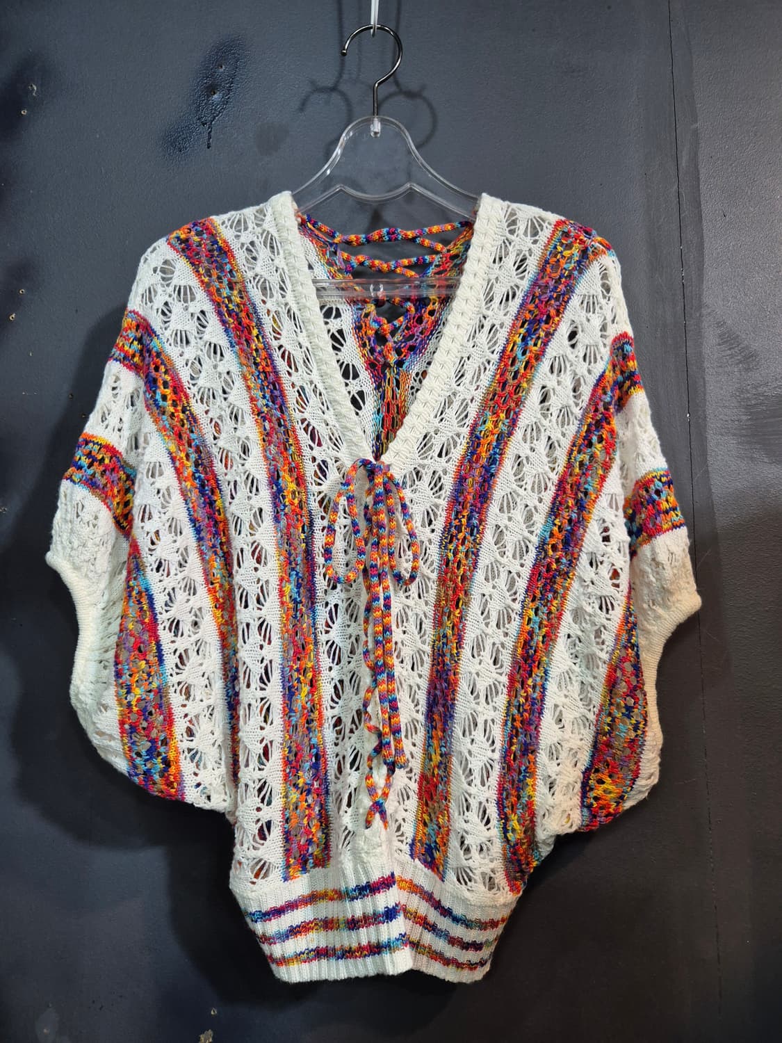 화려한 컬러 배색 크로셰 니트 탑 55 66 상품이미지1