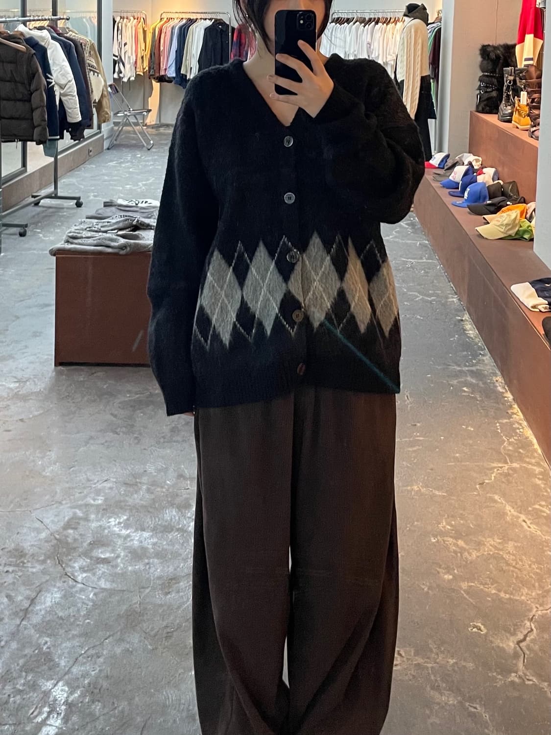 토니웩 아가일 모헤어 니트 가디건 H970 상품이미지1