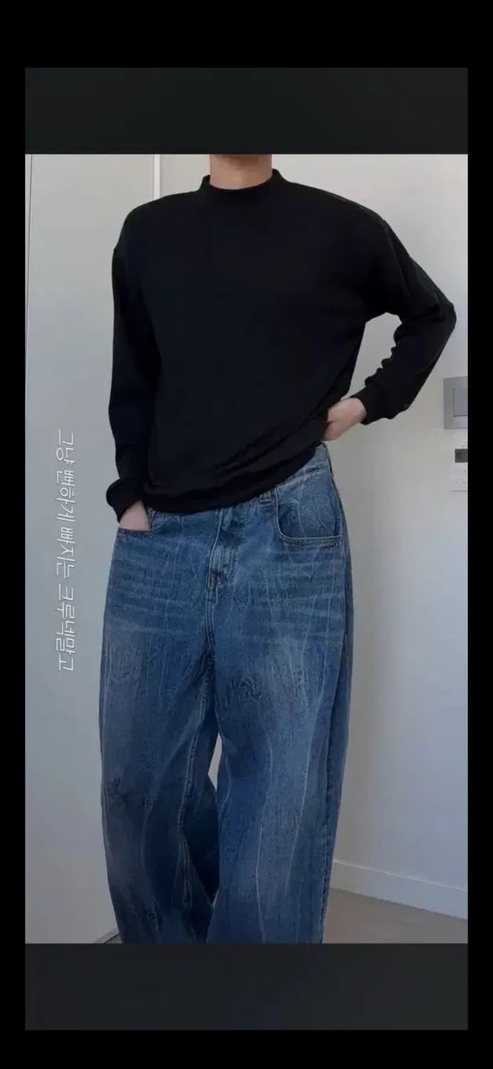 무료배송) 파브레가 멜로우 하프 모크넥 니트 검정 3 size 상품이미지3