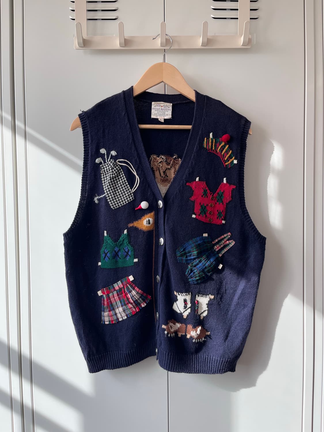 (Rare) Susan bristol 핸드메이드 자수 패치 니트 조끼 상품이미지2
