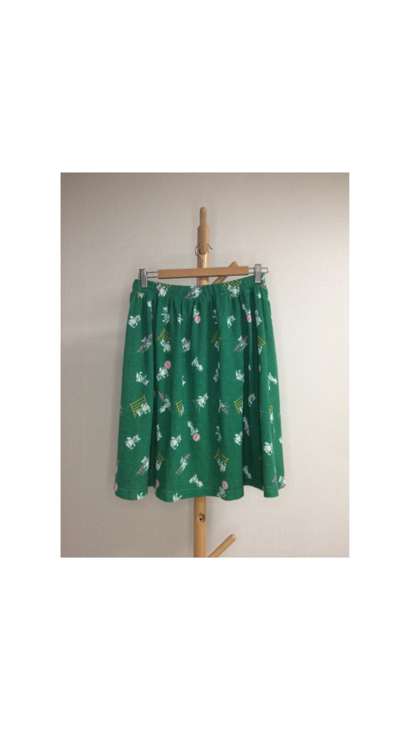 Ne-net 네넷냐 곰돌이 프린팅 태리 그린 스커트 상품이미지5