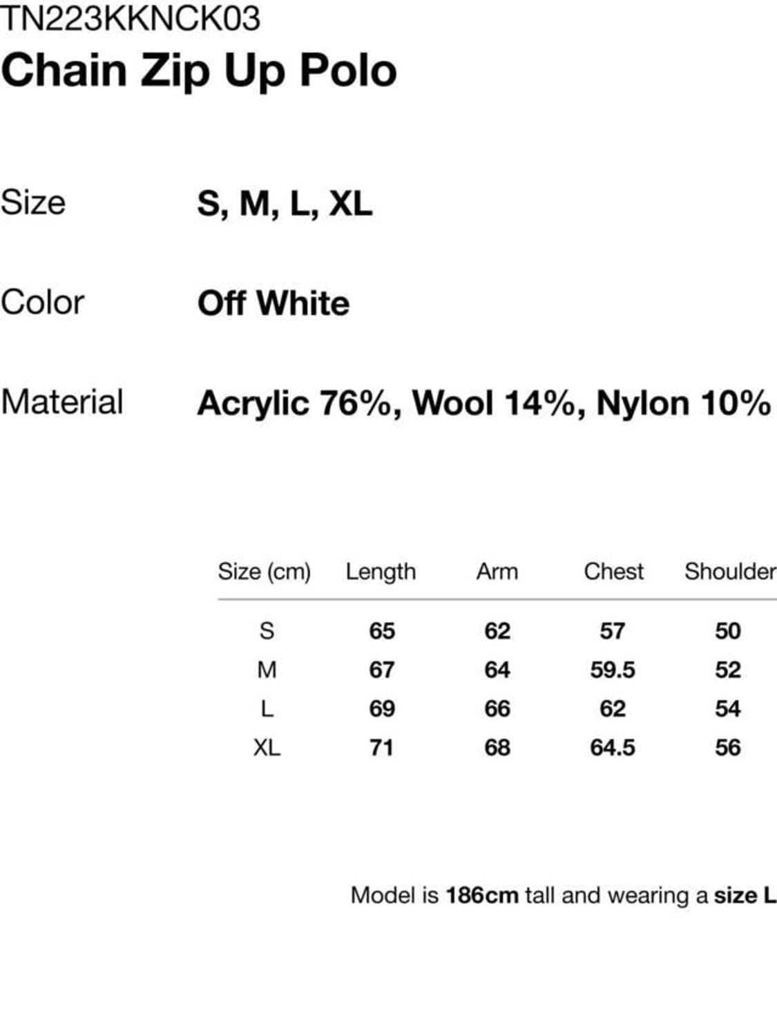 디스이즈네버댓 체인 폴로 집업 오프화이트 S 상품이미지3