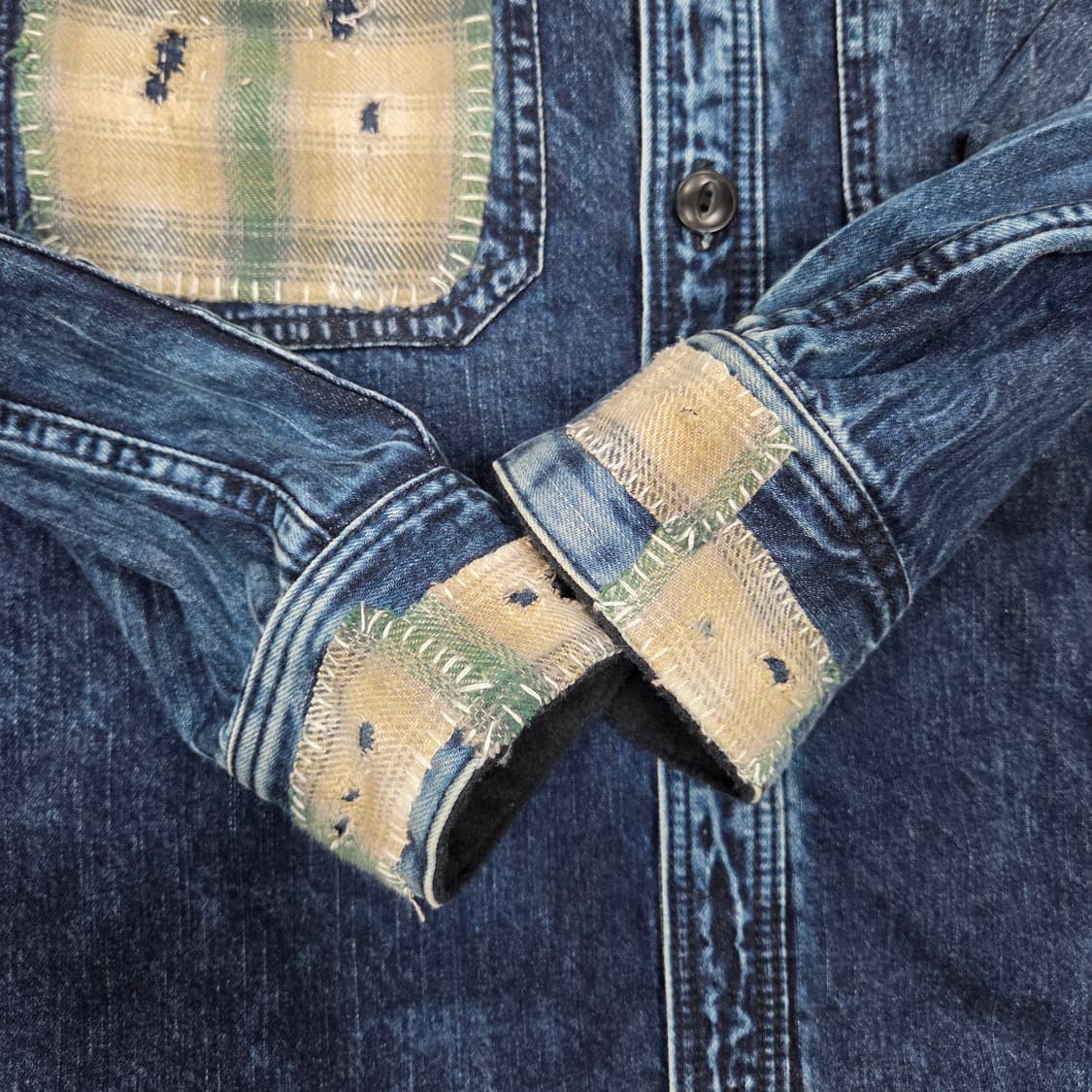 H&m 패치워크 데님셔츠 상품이미지6