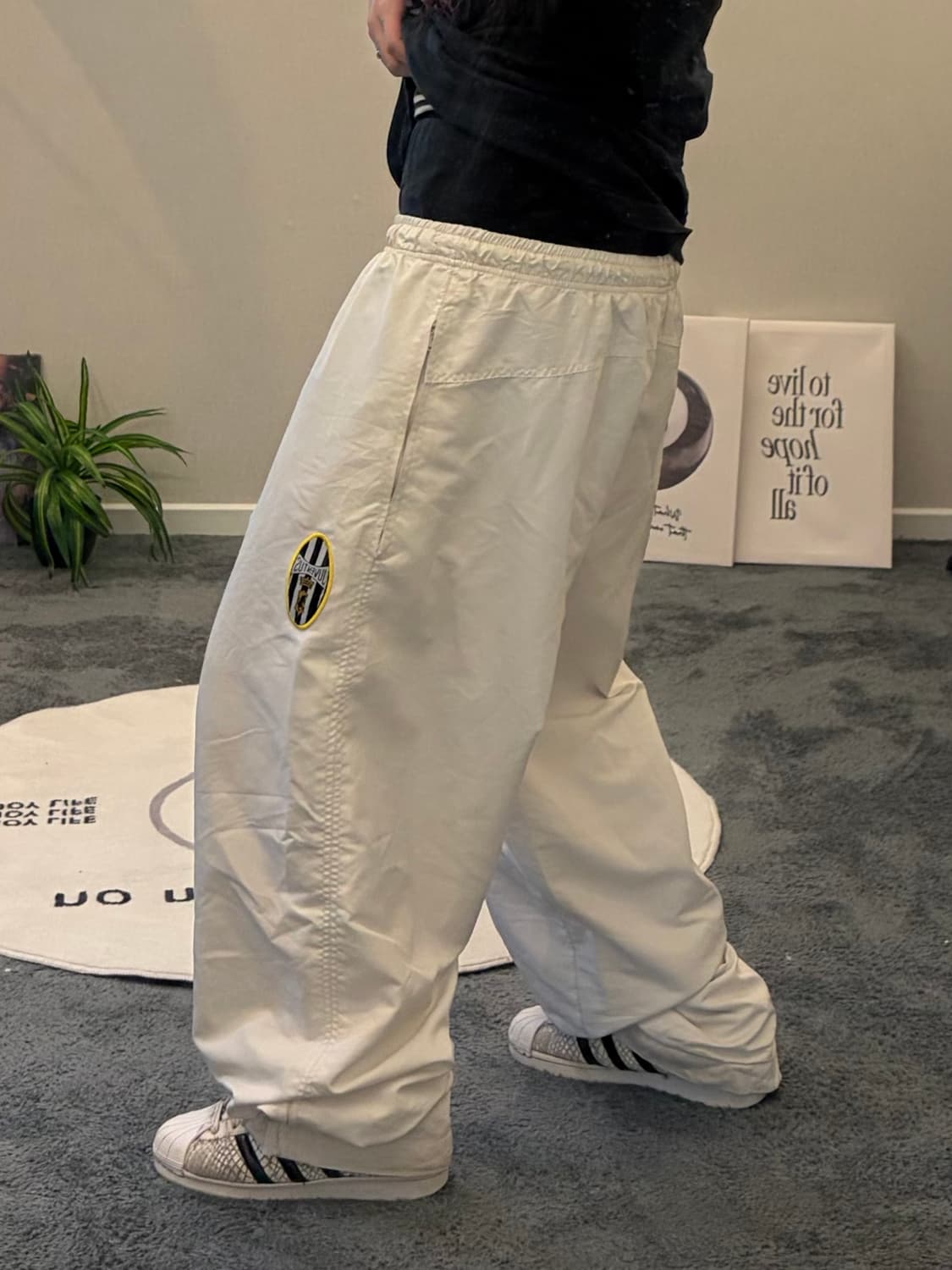 90s NIKE 올드스쿨 유벤투스 화이트 스티치 트랙팬츠 상품이미지2