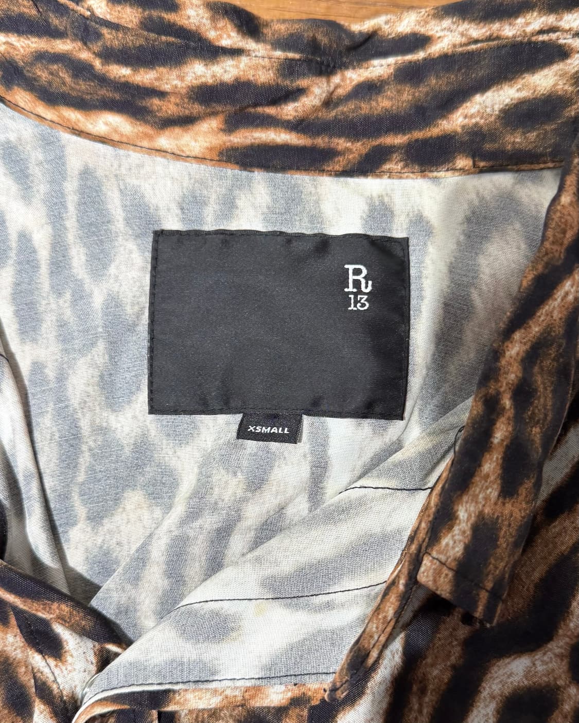 r13 레오파드 프린트 실크 오버사이즈 카우보이 셔츠 상품이미지8