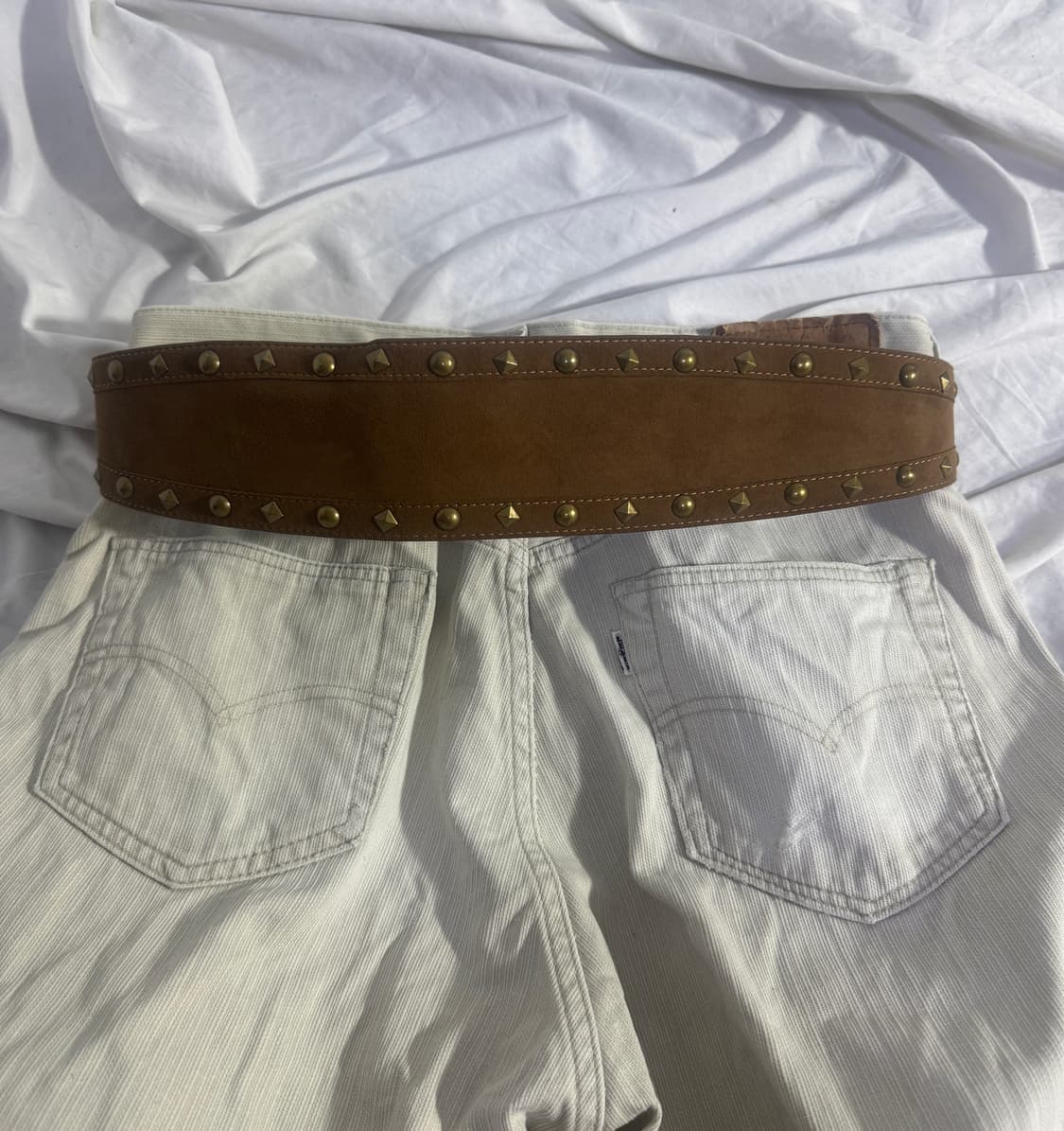 빈티지 스터드 스웨이드 레더 벨트 상품이미지2