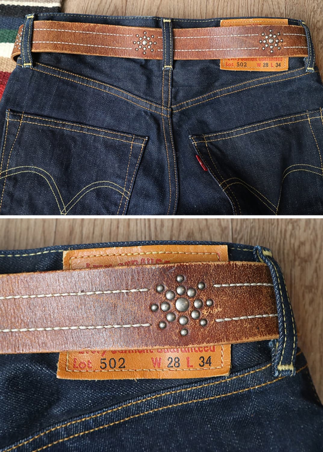 
일본 빈티지 튼튼한 아메카지 가죽 벨트 28-31 상품이미지8