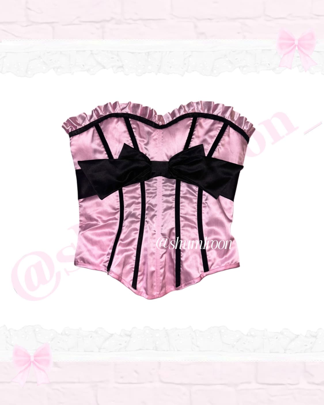 [셋업] 갸루 핑크리본탑 코르셋 아디다스 큐빅져지 상품이미지3