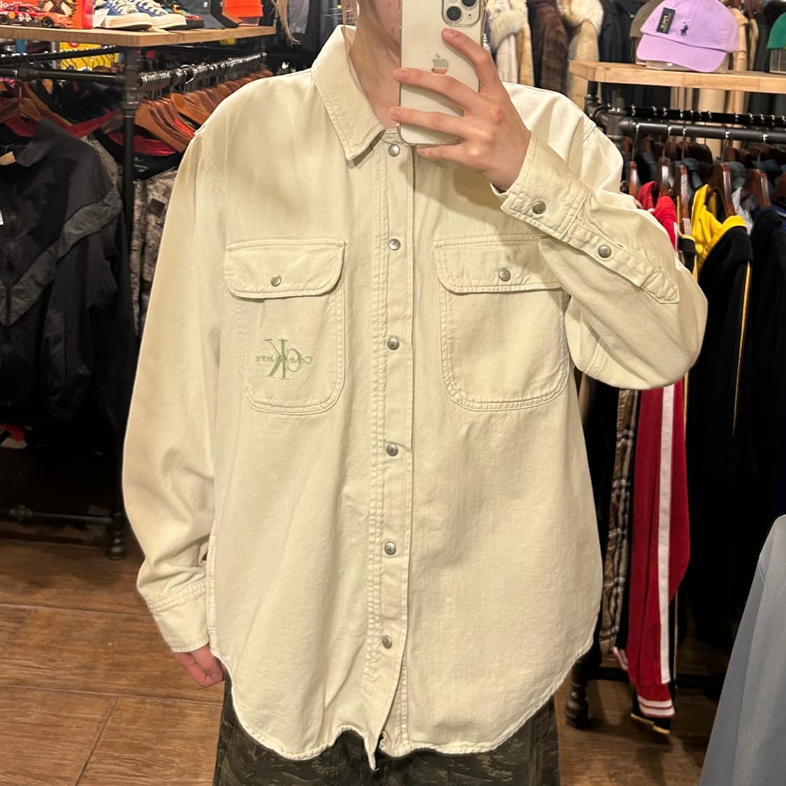 [HI] 캘빈클라인 긴팔 데님 셔츠 베이지 상품이미지2