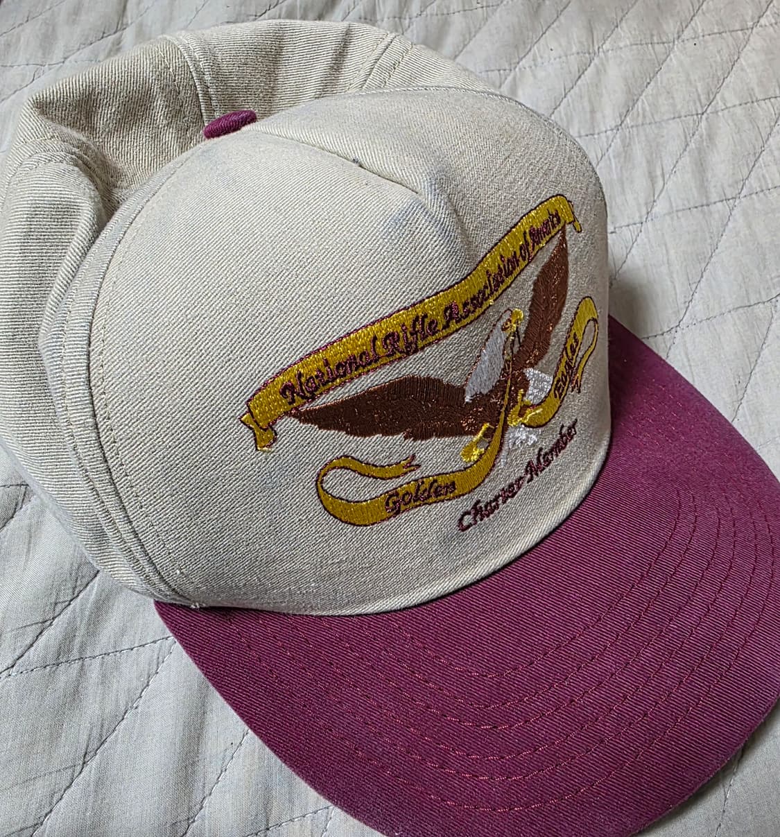 [OS] 빈티지 NRA 골든이글 베이지,버건디 5패널 투톤 캡 상품이미지1