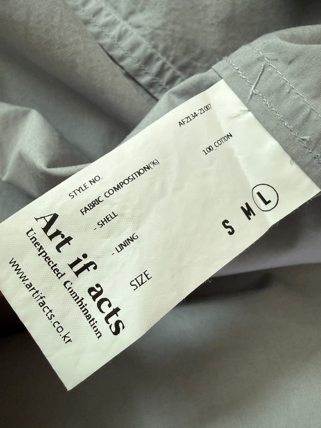 아트이프액츠 라이트그레이 셔츠 L 상품이미지6