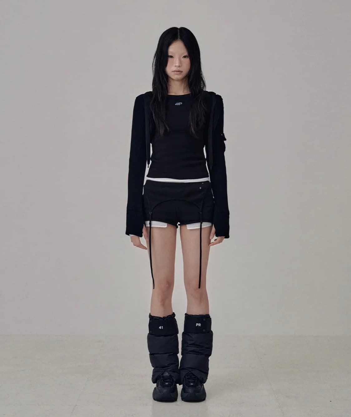 Knit Hoodie Bolero Cardigan / Black 상품이미지1