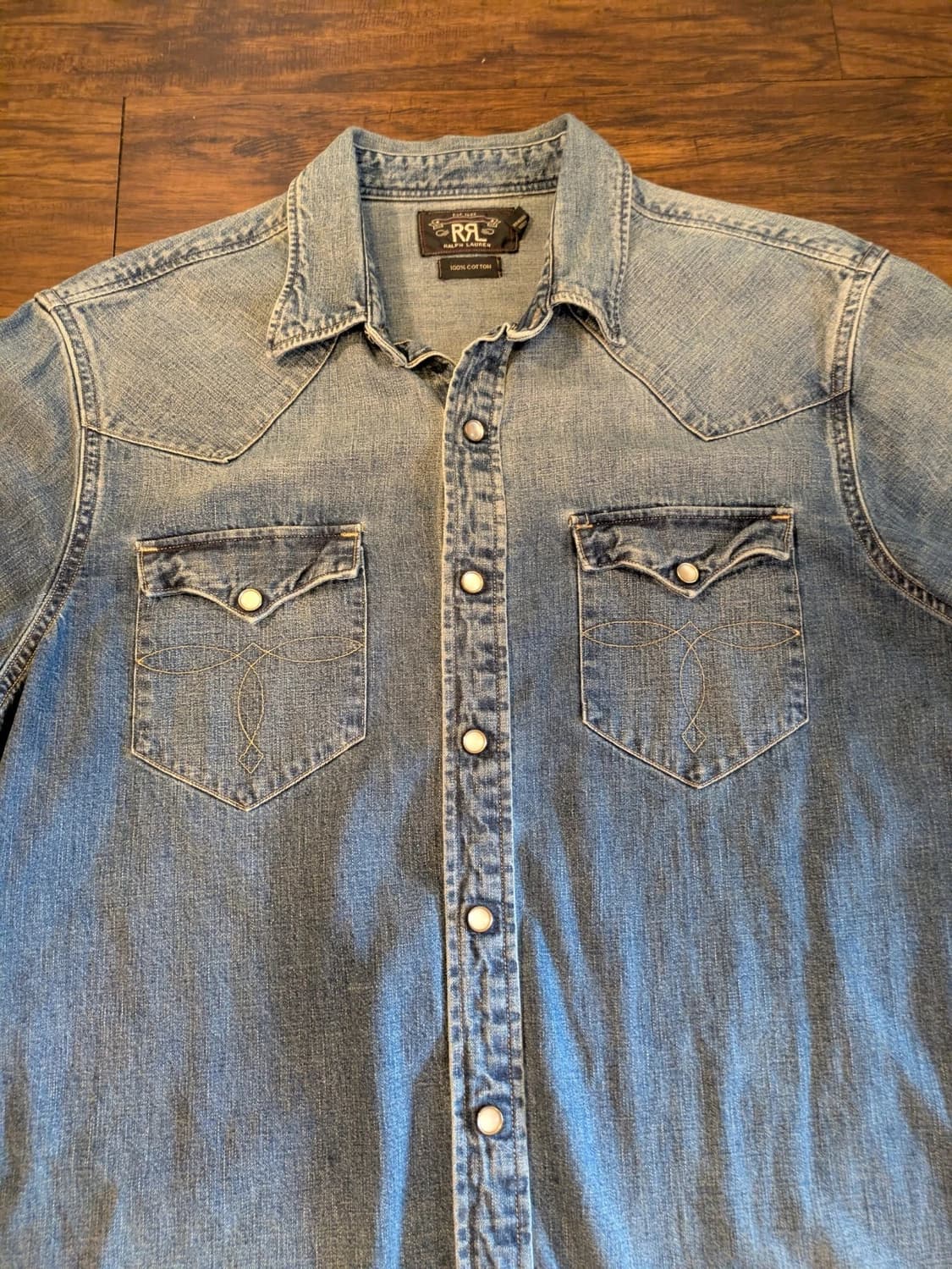 RRL 더블알엘 슬림핏 데님 웨스턴 셔츠 블루 상품이미지2