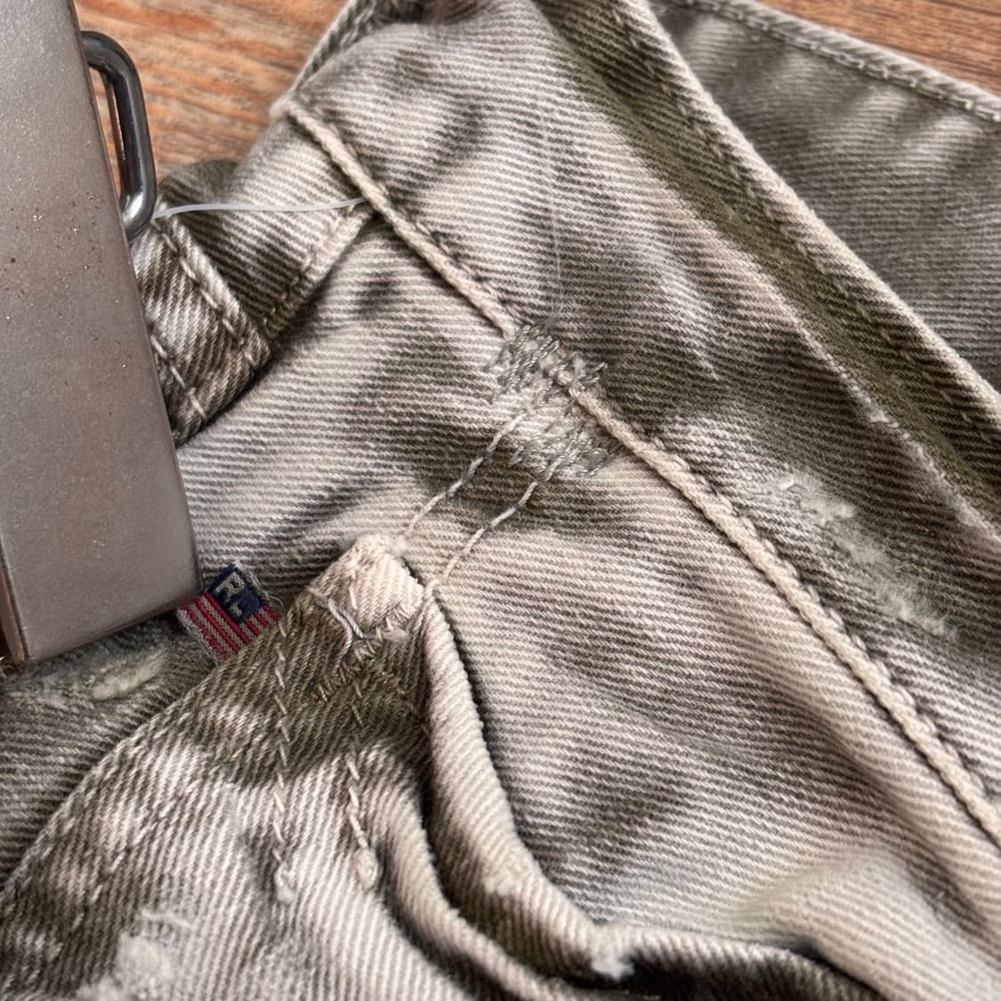 폴로진 빈티지 워싱 데님 청바지 28 스판 카키 랄프로렌 수입 정품 상품이미지10