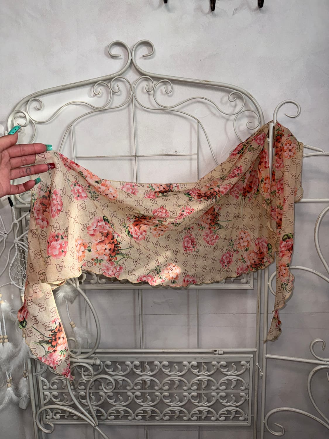 Pink beige floral patterned scarf 상품이미지2