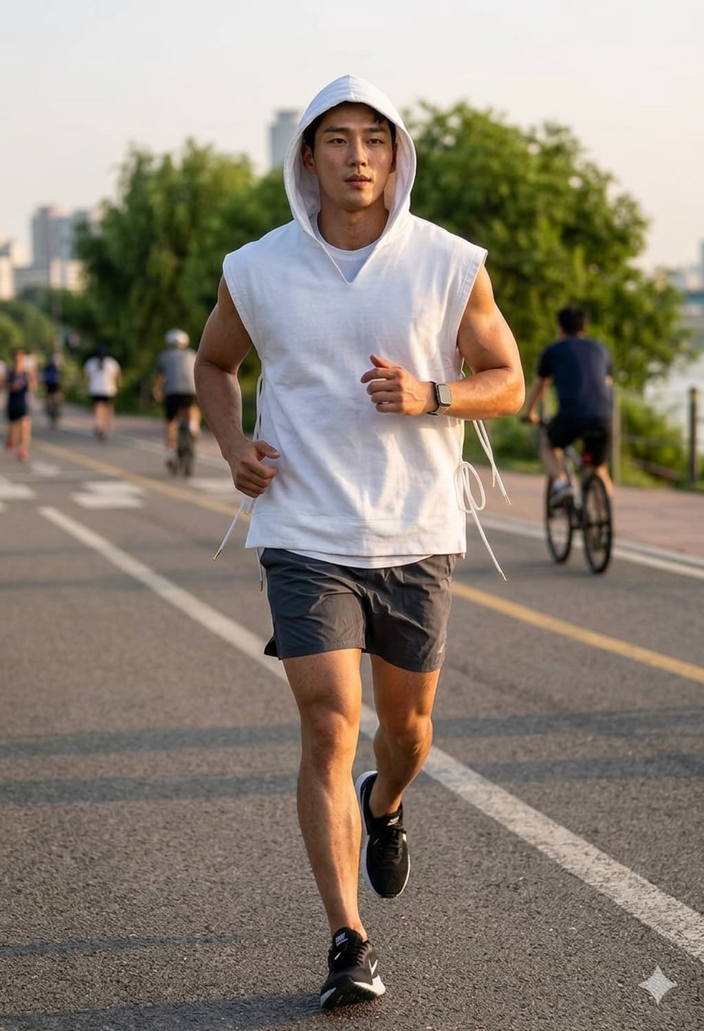 [LL] MEDE 19F 사이드 레이스업 후드 베스트 (화이트) 상품이미지1