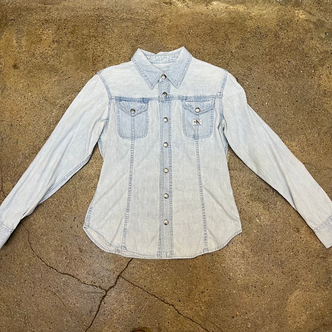 미국빈티지 캘빈클라인 Ck 데님셔츠 연청 상품이미지2